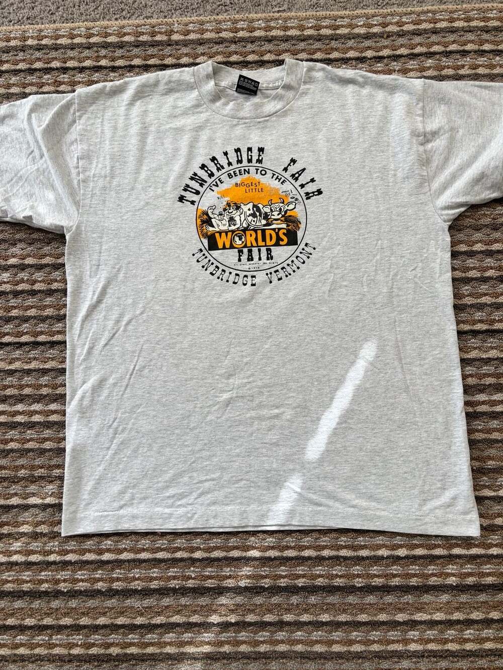 Fruit of the Loom Tunbridge Fair T-Shirt Size XL Gray 1979 World's Fair